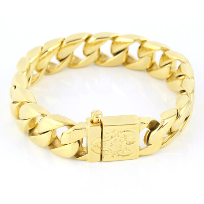 

Lower Price Stainless Steel Bracelet 18K Gold Plated Link Hiphop Mens 2016 New Arrival stainless steel and gold bracelet