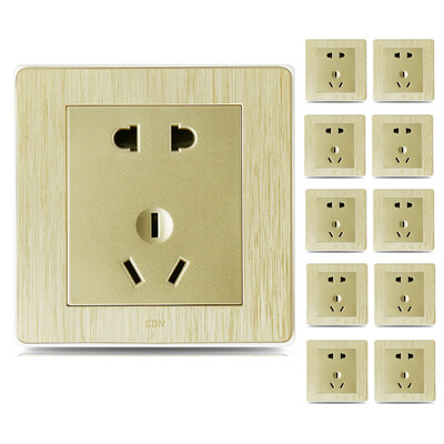 

Sidon CDN DJ-ESTN Five-hole socket 10-mounted wall panel switch socket 3D brushed champagne gold