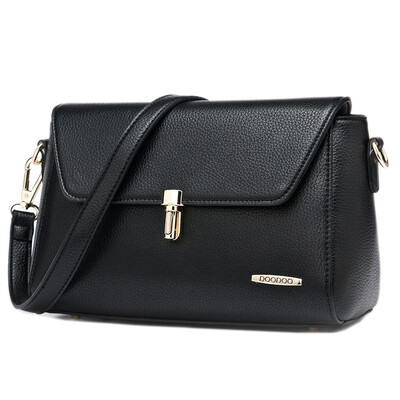 

DOODOO lady bag Messenger bag female shoulder bag female Japan and South Korea simple small square bag handbag OL commuter fashion handbags D6082 flax blue