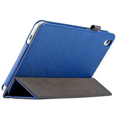 

Cool Le Feng glory tablet 2 standard version of the protective sleeve steel grain leather case Tri-fold leather case / bracket case Huawei glory tablet 2 standard version of the tablet protective shell 8 inches - blue