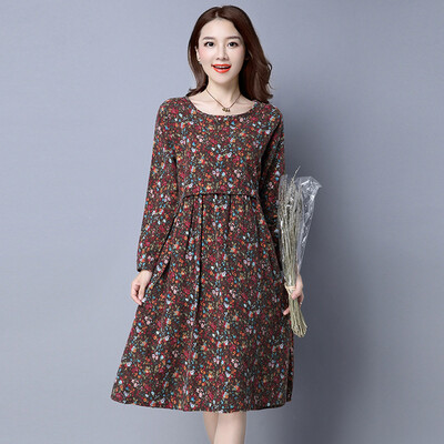 

2016 New Arrival Autumn Dress Fashion Chinese Style Women Dresses Print Pockets Full Cheap-Clothes-China Dresses