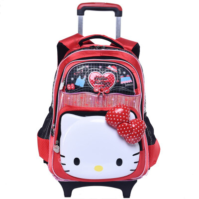 

Hello Kitty (hellokitty) children bag cute light simple cartoon double backpack primary school student pull rod bag TR-HK3211H pink