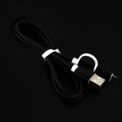 

Nylon Braided 2 in 1 High Speed Sync Data Micro USB Charging Cable Line For iPhone 7 6s Plus Android 580200