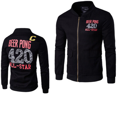 

Men Casual Letter Printed Jacket Coat