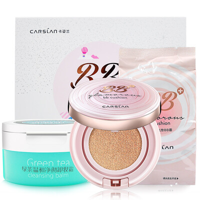 

Card blue Carslan beauty big coffee cushion BB cream gift box 02 elegant natural color BB cream 135g 2 make-up cream 65g Concealer repair moisturizing oil control