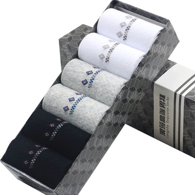 

Langsha socks cotton socks in the tube men&39s casual business socks 6 pairs of fine gift box black 2 white 2 light gray 2