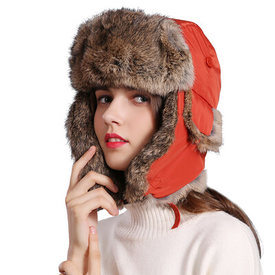 

Shi Dan Caesar hat female winter warm wool hat outdoor Lei Feng hat earmuffs female winter cycling cold WG160066 orange