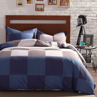 

Hong Rui bedding home textiles cotton worsted printing single quilt cover quilt cover a single piece of European love grid rhyme 160 * 210cm