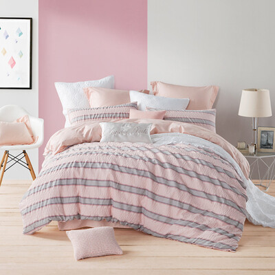 

LOVO stripes cotton bed set/bed kit (duvet cover/bed sheet/pillow case)