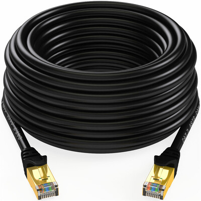 

Shanze SAMZHE CAT-740H Engineering Grade 7 CAT7 Copper-plated Double-shielded High-speed Network Jumper 7 Type Finished Cable Network Cable Black 40 meters