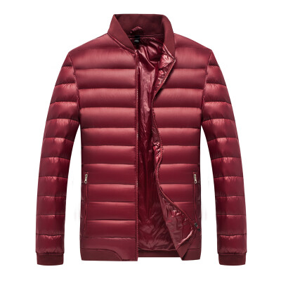

Antarctic men's down jacket fashion Korean baseball collar 90 white duck down solid color warm down jacket 1902 red wine 2XL