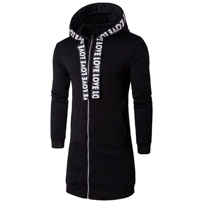 

Men Cotton Casual Long Hoodie Coat