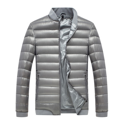 

Antarctic men's down jacket fashion Korean baseball collar 90 white duck down solid color warm down jacket 1902 gray