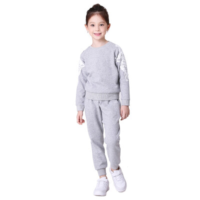 

Love to wear children's clothing women's large children's decals hit color sweater + pants two sets of 16AG15170 flower gray 110