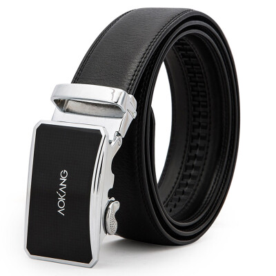 

Aokang men's belt business casual men's automatic buckle cowhide belt fashion Korean version of the trend of men's belt 8531637115 black