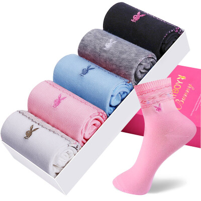 

Jingdong supermarket] Playboy (PLAYBOY) 2705 casual cotton socks women's cotton socks in the tube fashion socks female 5 double gift box mixed color uniform