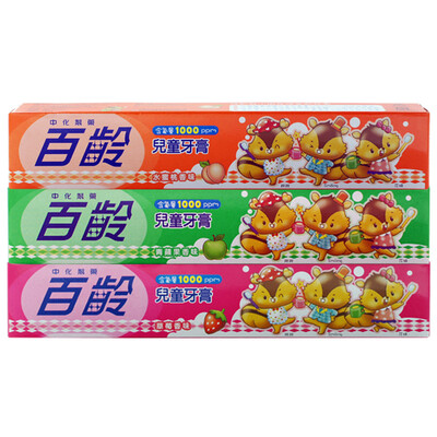 

100% (Smiling) children toothpaste 50g * 3 Pack 3 kinds of fruit flavor suitable for 2-12 years old (Taiwan imported