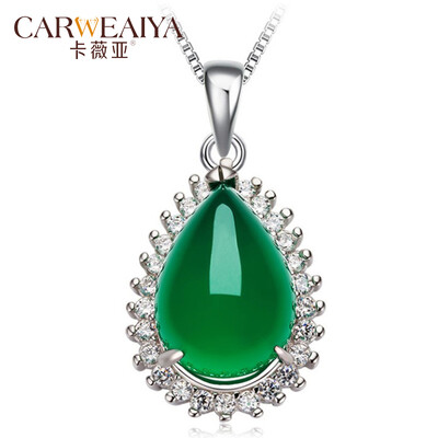 

Carweaiya Chalcedony Necklace Pendant Женская мода Ювелирные изделия 925 Серебряный Изумрудный нефритовый кулон Китайский стиль Китайская традиция