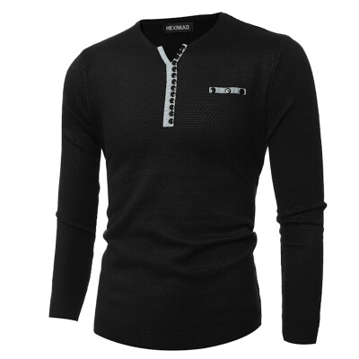 

Men V-Neck Button Stitching Fashion Sweater