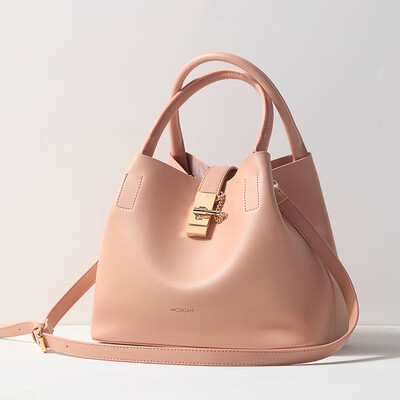 

MICOCAH Brand New Arrival Big Shoulder Bag With A Metal Lock Fashion Bags PU Leather 2 Pieces Solid Color Bucket Bags