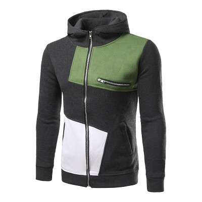 

New Men's Hooded Casual Cotton Color Splicing Hoodie Coat