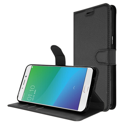 

KOOLIFE OPPOR9SPLUS mobile phone case protection leather case clamshell drop card holster soft shell for oppo r9s plus lychee pattern - black