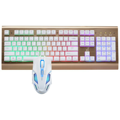 

Computer backlighting game glow usb metal wired keyboard and mouse suit computer peripherals