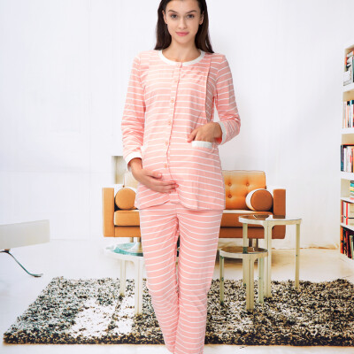 

Love paternity suits clothes maternity pajamas pajamas maternity clothing home clothing suit stripes side open M304 pink XL