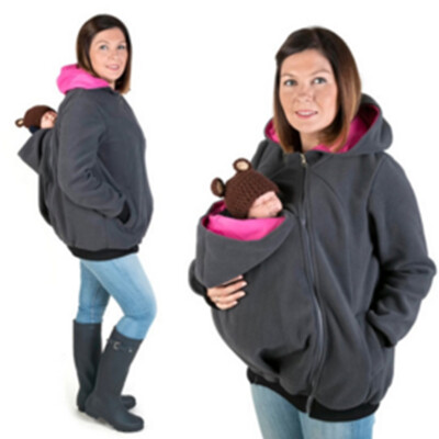 

Woman coat 2016 Baby Carrier Casual Autumn Winter Hooded Zipper Coat For Pregant Women Thickened Baby Wearing Coat large size