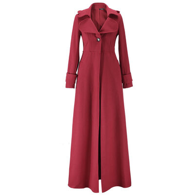 

New Arrival Women Warm Trench Coat Slim Long Woolen Dress Coat