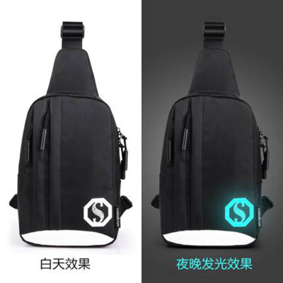 

Autumn and winter men's bags, fashion trends, personality,street Oxford cloth, leisure students, luminous Shoulder Bag