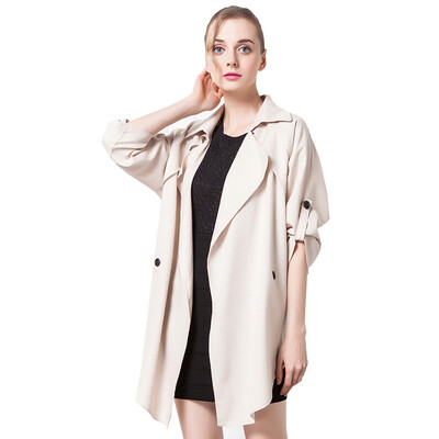 

Red beans IDF women&39s clothing 2017 spring new collar collar sleeves windbreaker FWF6203A 03 beige 160 84A