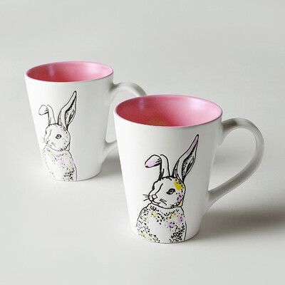 

Root European style mug ceramic milk cup breakfast cup creative coffee cup hand-painted ceramic cup office cup cup (two loaded) pet dog