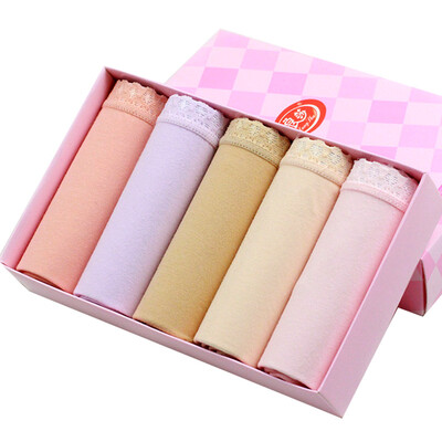 

Langsha underwear women women&39s elastic cotton underwear lace pure color cotton briefs five gift box 175 XXL