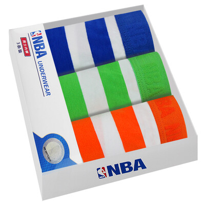 

Jingdong Supermarket] NBA men's underwear cotton flat underwear fashion wide and soft and comfortable breathable striped underwear 3 gift box
