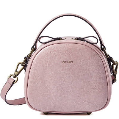 

Yiman retro oil wax leather series handbags sweet bowknot leather bag shoulder bag Messenger bag handbags half circle section lovely bag 6862050048 brown