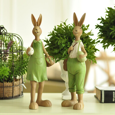 

[Jingdong supermarket] Yiko home American resin crafts Decoration big rabbit a pair