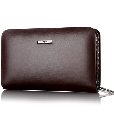 

Seven wolves male bag men handbag large capacity business handbag leisure double zipper 1A2010037-02 brown
