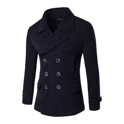 

Men Winter Coats Double breasted Laple Woolen Windbreaker