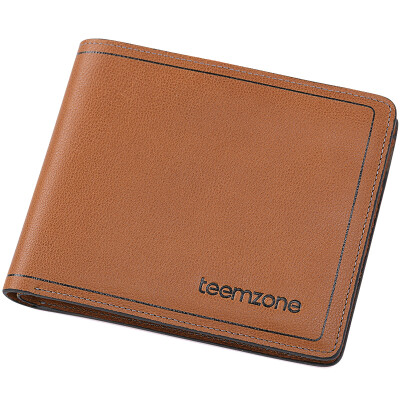 

Teemzone men's leather wallet soft first layer cowhide men's wallet business casual fashion money card bag Q025 cross section brown plus leaf