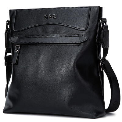 

GSQ Gu Siqi male package fashion first layer of leather shoulder bag Messenger bag leisure small backpack 591 black