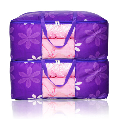 

[Jingdong supermarket] Sheng silk is still goods storage finishing bag clothing quilt storage bag visual 2 pieces of purple sun flower 85L