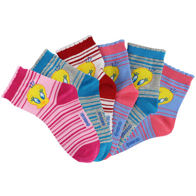 

Tweety Cui Di female children socks children cute cartoon stripes in the tube cotton socks 6 pairs of 20-22 7-9 years old