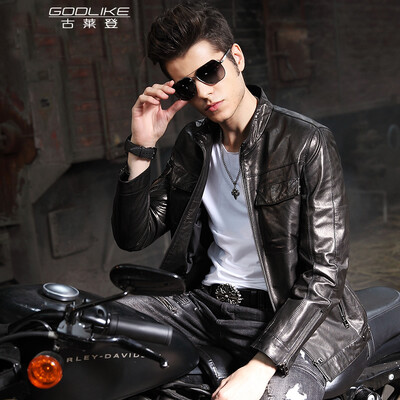 

Mens leather jacket long sleeve autumn witer clothing genuine sheepskin motocyle coat real leather the newest style