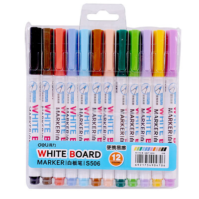

Deli S506 12-color single-head mini white pen pen set easy to clean without leaving marks