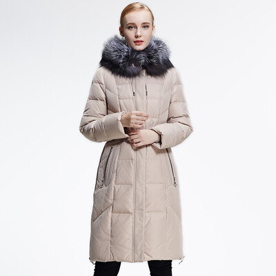

Pierre Cardin pierre cardin down jacket women long section Slim hooded fox fur collar warm down jacket 23C3668 champagne XL 175