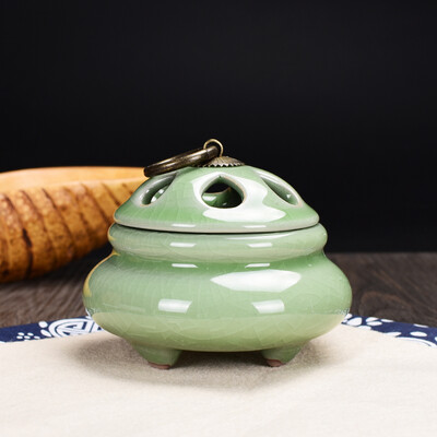 

【 Supermarket】 Jun Cuixi Cracking Plate Censer Deep Blue Ceramic Censer Cracked Glaze Aroma Plate Censer Sky Blue