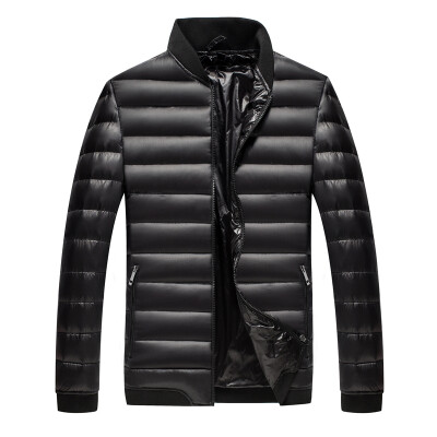 

Antarctic men's down jacket fashion Korean baseball collar 90 white duck down solid color warm down jacket 1902 black