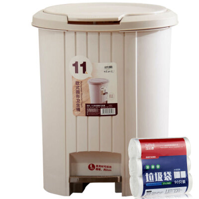 

Sanlou trash cans 11L round plastic trash cans pedal household sanitary barrels including 90 garbage bags SM-4812