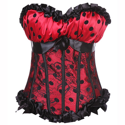 

Sexy Brocade Bone Corset Polka Dot Chest Cup Buister Corselet Women Shapewear Underpants